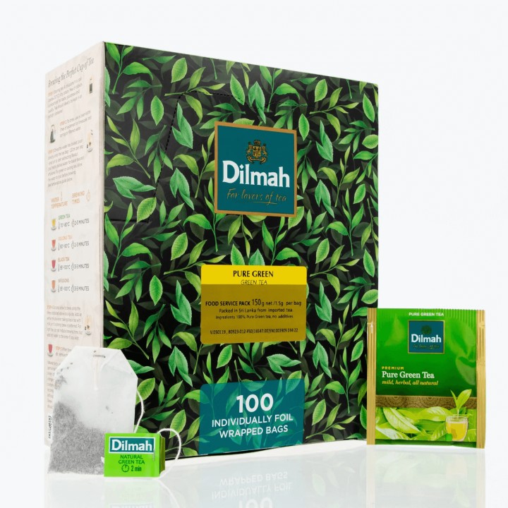 Delmah Pure Ceylon Green Tea 100 Enveloped Tea Bags